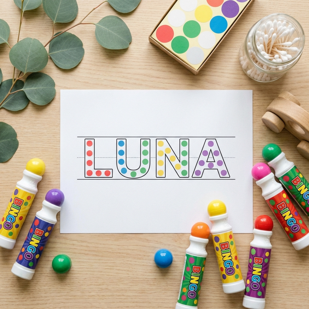 Supplies for do a dot activities: Q-tips, stickers, and markers